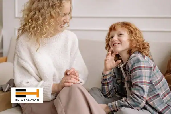 Happy mother and child after sorting child arrangements mediation Tonbridge