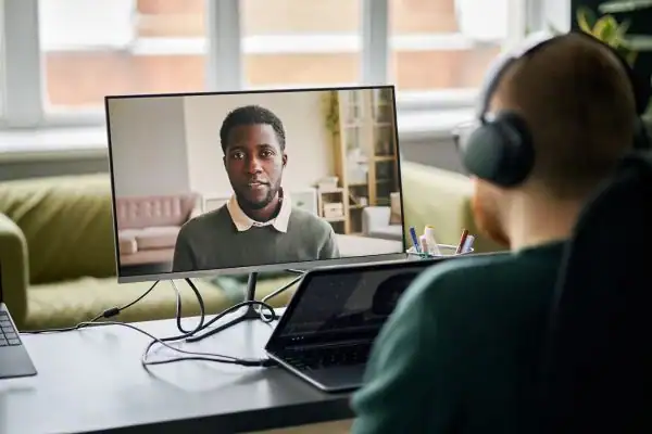 Man attending online mediation Tonbridge MIAMS session